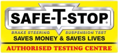 SAFE-T-STOP authorised brake, steering and suspension testing centre badge